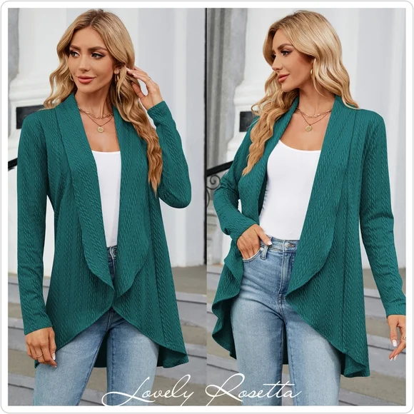 Burgundy Lightweight Open Front Cardigan - Picture 5 of 11